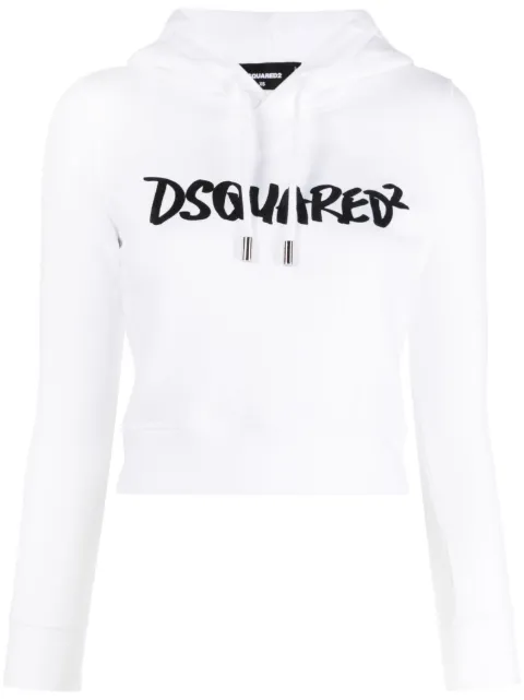 DSQUARED2 logo-print long-sleeve hoodie White S72GU0441S25516