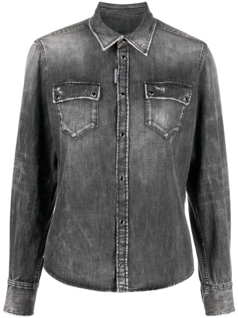 DSQUARED2 faded-effect press-stud shirt Grey S72DL0730S30826
