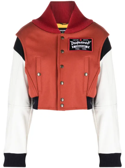 DSQUARED2 logo-patch panelled bomber jacket Red S72AM1021S53003