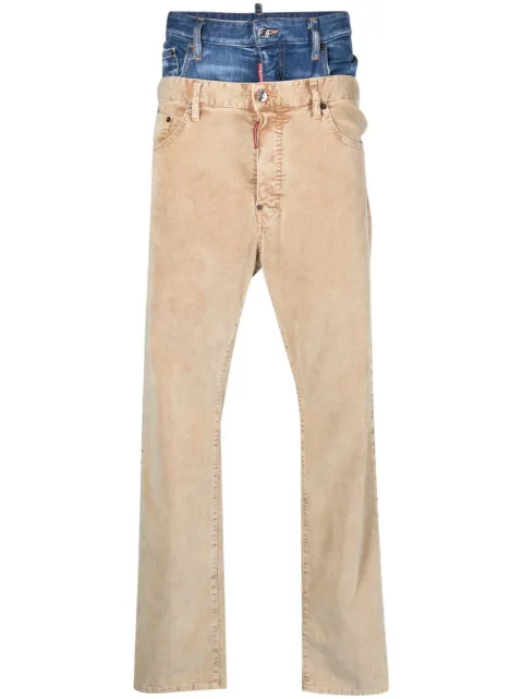 DSQUARED2 double-waistband corduroy trousers Neutrals S71LB1290S53162