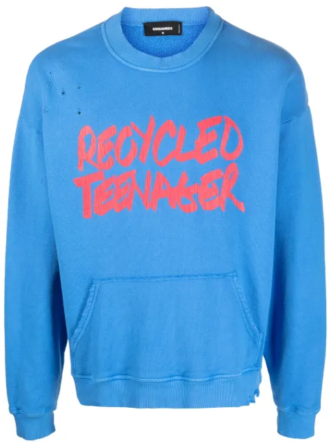 DSQUARED2 slogan-pront cotton sweatshirt Blue S71GU0609S25140