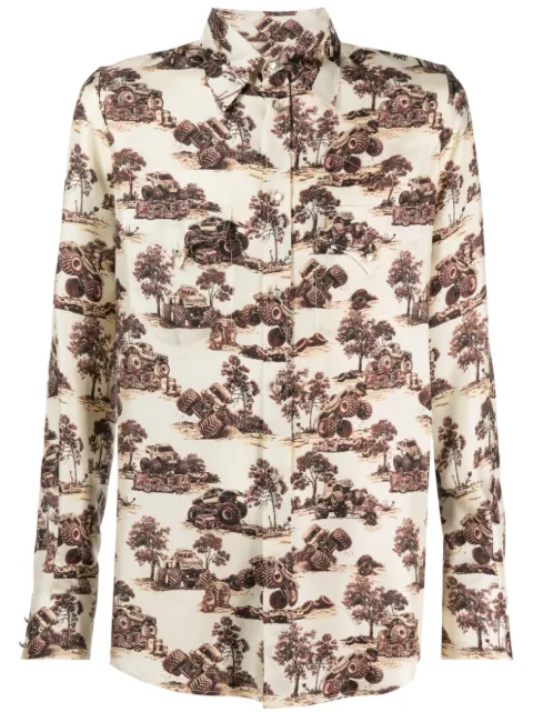 DSQUARED2 monster truck-print silk shirt Neutrals S71DM0666S78412