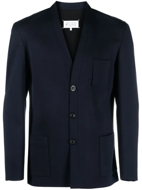 Maison Margiela Milano-stitch single-breasted blazer Blue S50BN0512S24362