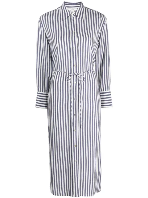 Vince striped belted midi shirt dress Blue V933751626