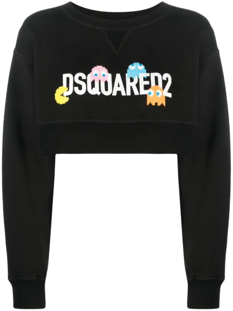 DSQUARED2 logo-print cropped sweartshirt Black S72GU0445S25516