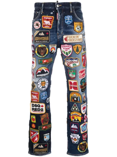 DSQUARED2 badge-appliqué denim jeans Blue S71LB1304S30664