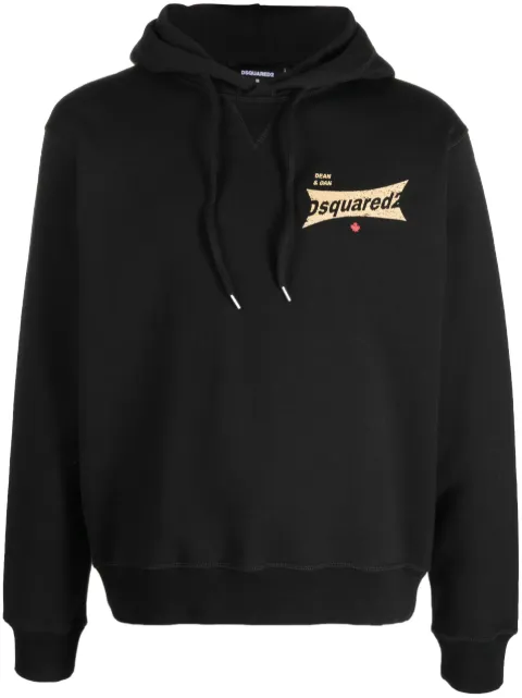 DSQUARED2 logo-print cotton hoodie Black S71GU0634S25516
