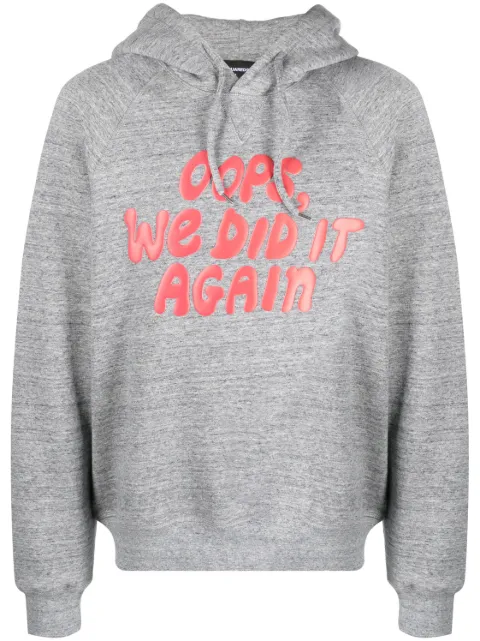 DSQUARED2 slogan-print cotton hoodie Grey S71GU0617S25477