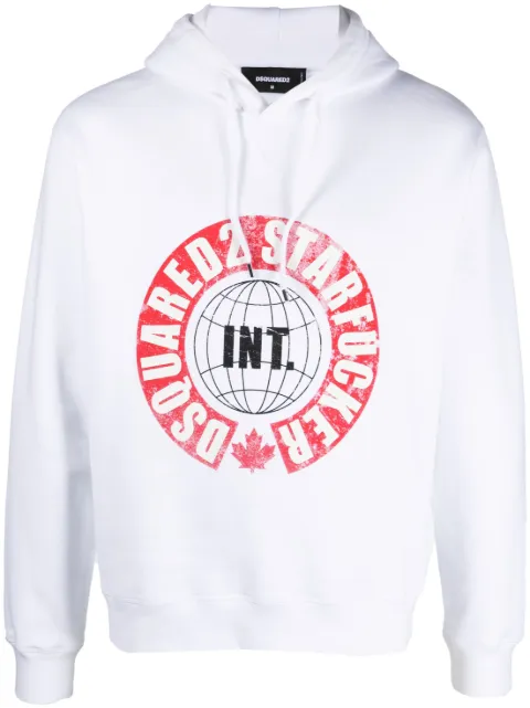 DSQUARED2 graphic-print cotton hoodie White S71GU0600S25516