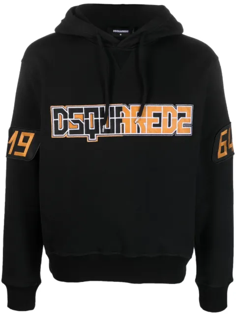 DSQUARED2 logo-print drawstring hoodie Black S71GU0599S25516