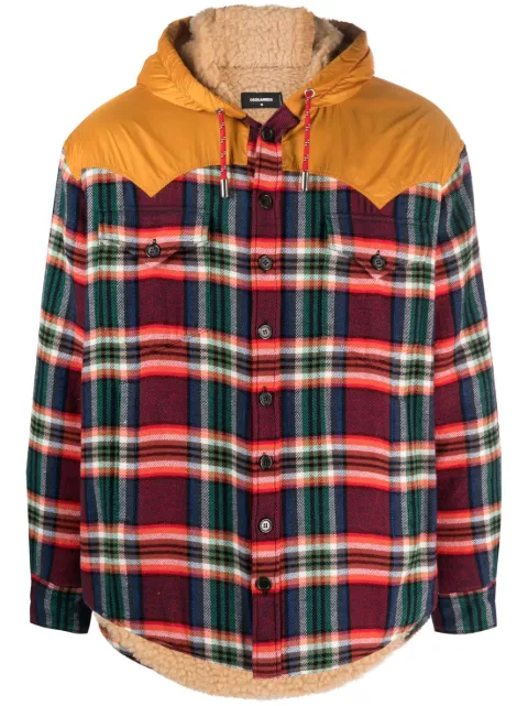 DSQUARED2 check-pattern hooded jacket Red S71DM0670S78364
