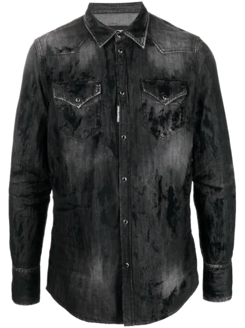 DSQUARED2 distressed-finish denim shirt Black S71DM0647S30826