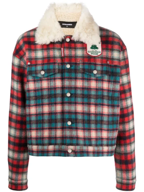 DSQUARED2 fur-collared blouson jacket Red S71AN0465S78105