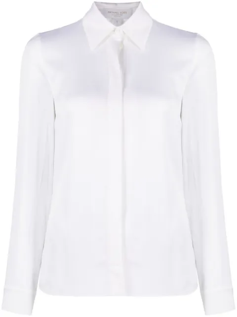 Michael Kors Collection Hansen charmeuse long-sleeve shirt White CWA7110258