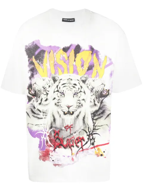 Vision Of Super graphic-print cotton T-shirt White VS00555