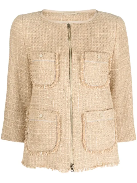 Herno zip-up tweed jacket Neutrals GA000236D13162