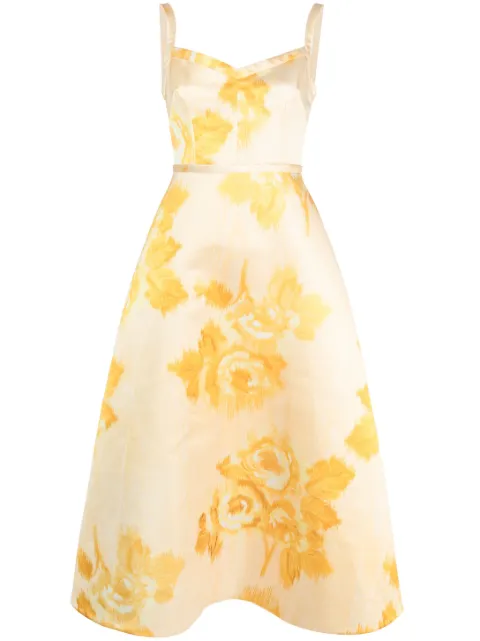 Emilia Wickstead floral-print midi dress Yellow SS232114