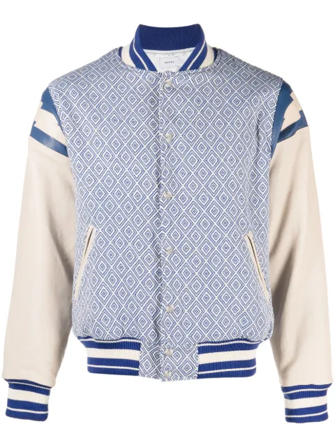 RHUDE diamond-jacquard baseball jacket Blue RHPS23JA02828186