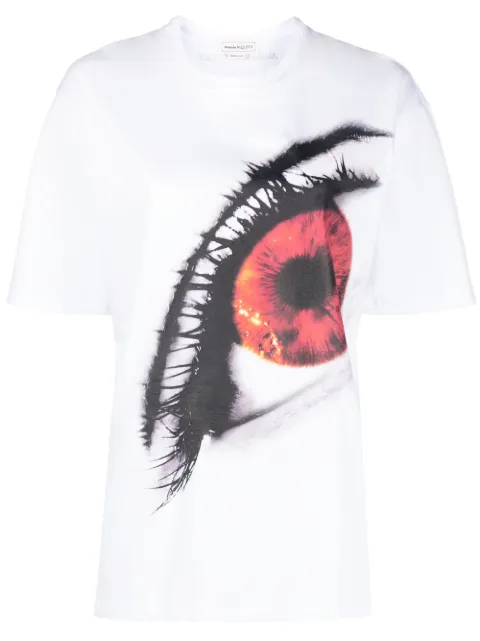 Alexander McQueen eye-print cotton T-shirt White 748546QZAIZ