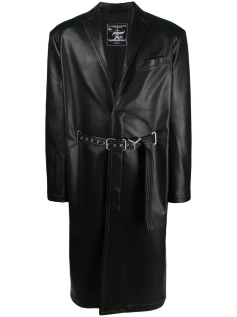 Y/Project belted faux-leather coat Black COAT50S24