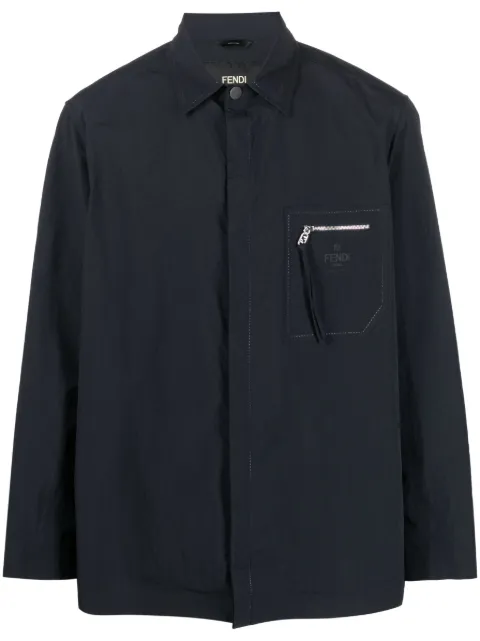 FENDI zip-pocket shirt jacket Blue FW1236AMYY