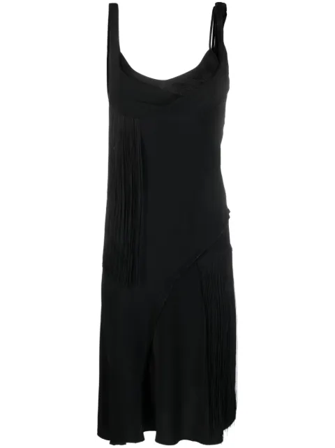 Victoria Beckham asymmetric fringed slip dress Black 1223WDR004764A