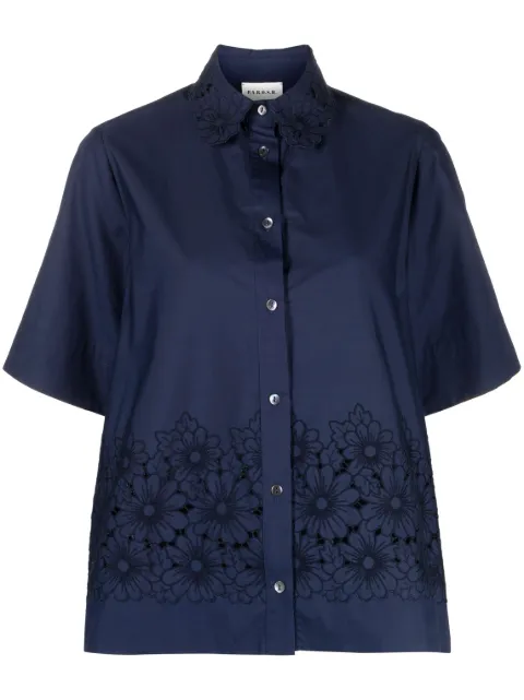 P.A.R.O.S.H. floral-embroidered short-sleeve shirt Blue D381145