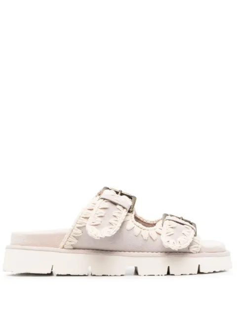 Mou Bio crochet-trim buckle-strap sandals Neutrals MUSW461005A