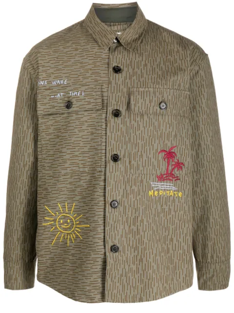 President’S logo-embroidered stripe-pattern shirt Green 561CC940124