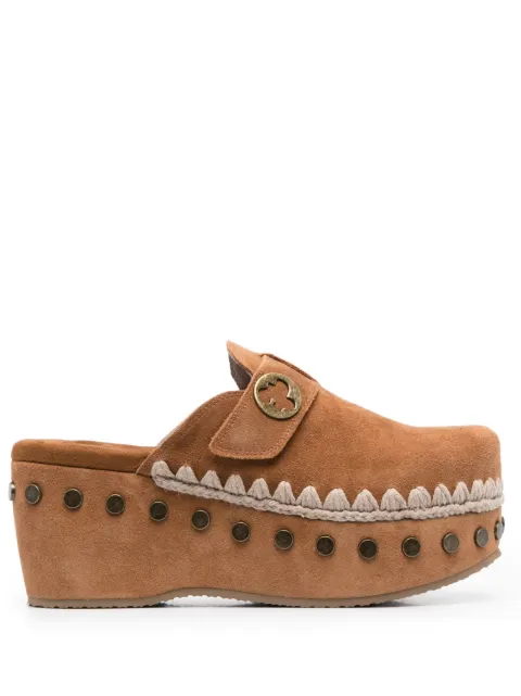 Mou high-heel leather clogs Brown MUSW611001A