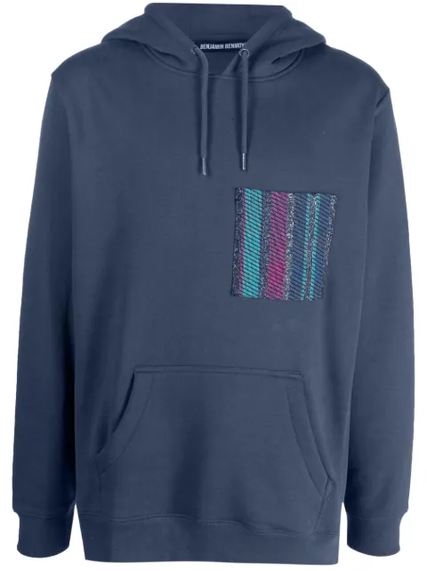 Benjamin Benmoyal striped-patch organic-cotton hoodie Blue AW22SWH003