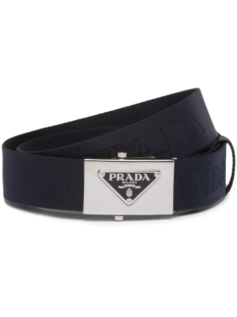 Prada triangle-logo woven belt Blue 2CN0852DKF