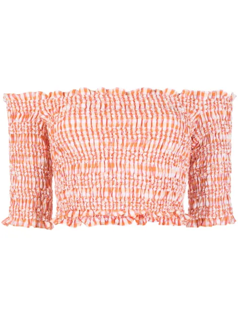 Kenzo off-shoulder gingham top Orange FD52TO0129LN