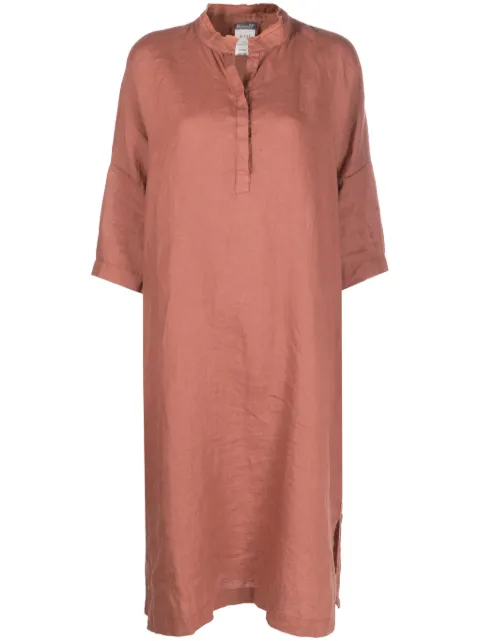 Kristensen Du Nord button-placket linen midi dress Orange D122C