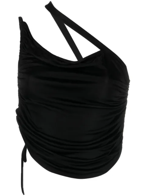 ANDREĀDAMO one-shoulder draped top Black ADPS23TO01315473