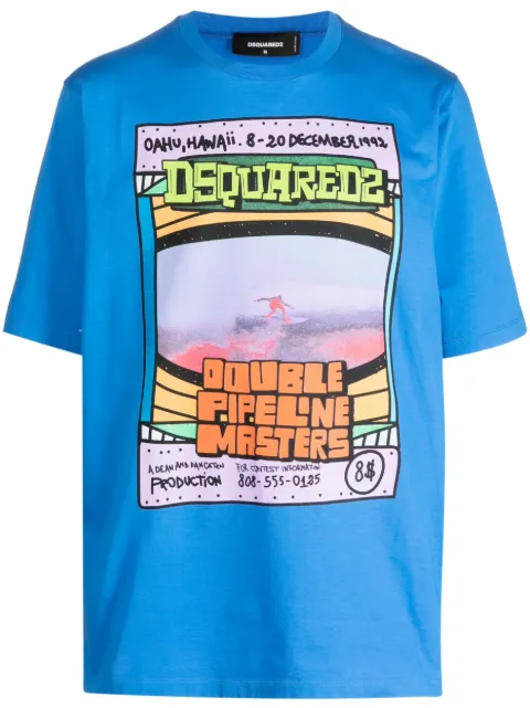 DSQUARED2 graphic-print short-sleeve cotton T-shirt Blue S71GD1274S23009
