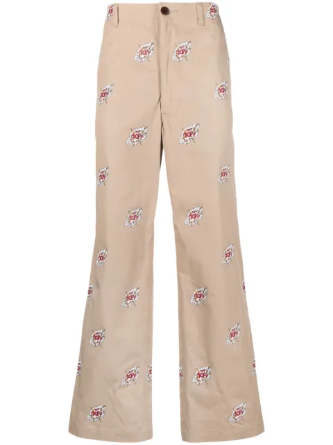 Junya Watanabe MAN X Roy Lichtenstein cotton chino trousers Neutrals WKP004