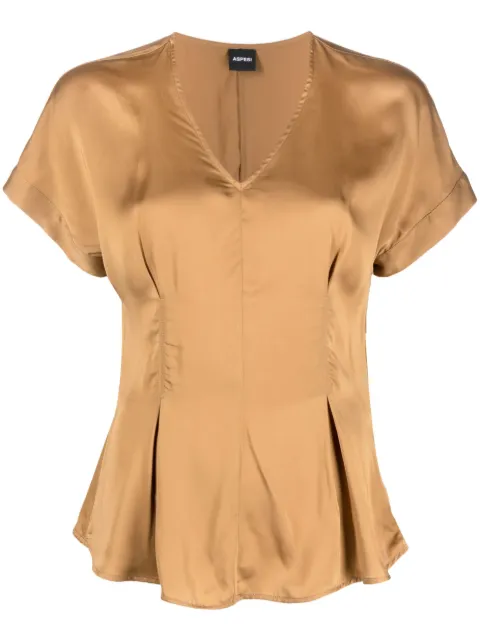 ASPESI satin-finish flared blouse Brown 5624M213