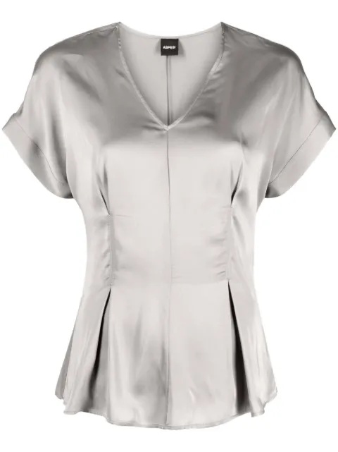 ASPESI satin-finish flared blouse Grey 5624M213