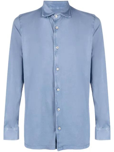 Fedeli long-sleeve cotton shirt Blue 6UEF0109