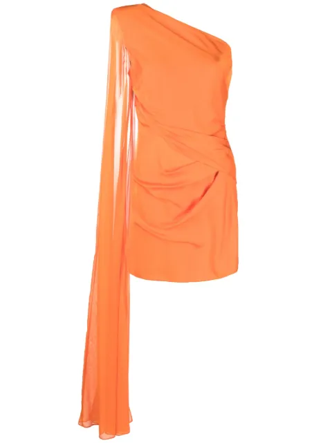 Roland Mouret one-shoulder draped-detail dress Orange RMSS23017S