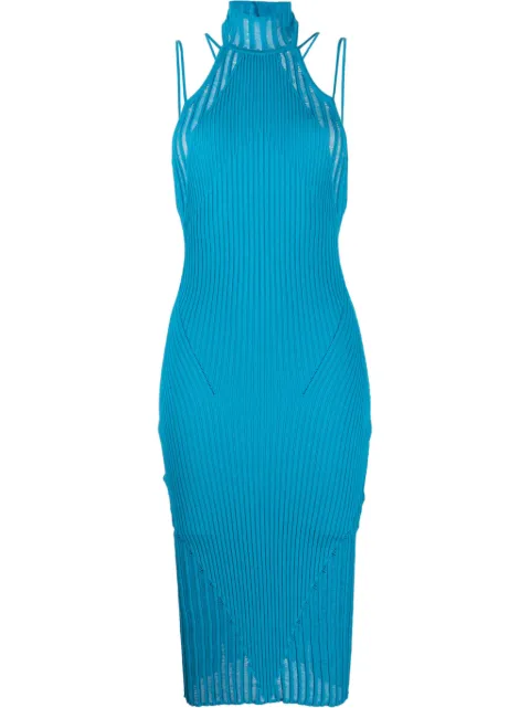 ANDREĀDAMO halterneck knitted midi dress Blue ADPS23DR15947473