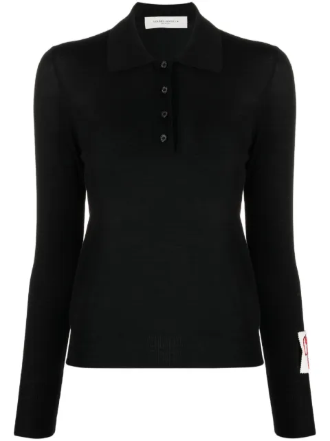Golden Goose fine-knit wool polo shirt Black GWP01354P001041