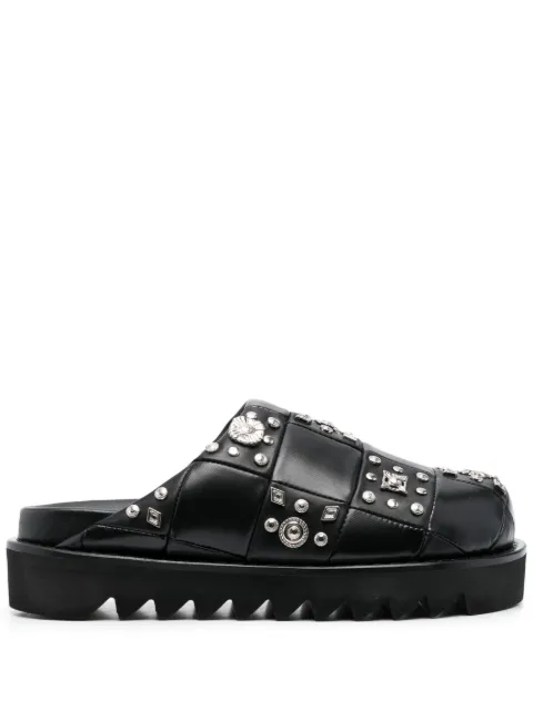 Toga Pulla stud-embellished leather clogs Black AJ1238