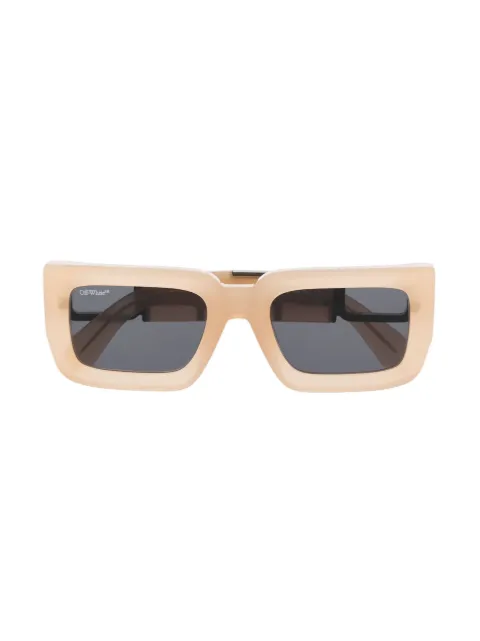 Off-White Eyewear Boston logo-plaque sunglasses Neutrals OERI073S23PLA0011707