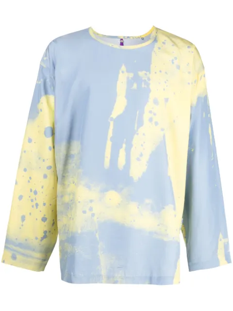 OAMC waistband-detail wide-sleeve top Blue 23E28OAU26VICOA017