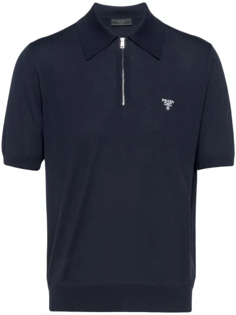 Prada superfine wool polo shirt Blue UMB456S2311164