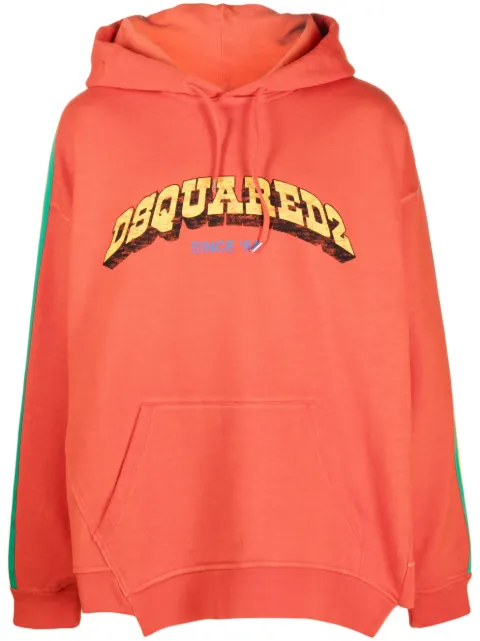 DSQUARED2 logo-print cotton hoodie Orange S71GU0577S25539
