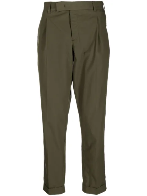 PT Torino pleat-detail straight-leg trousers Green CORSZAZ40FWDBB54