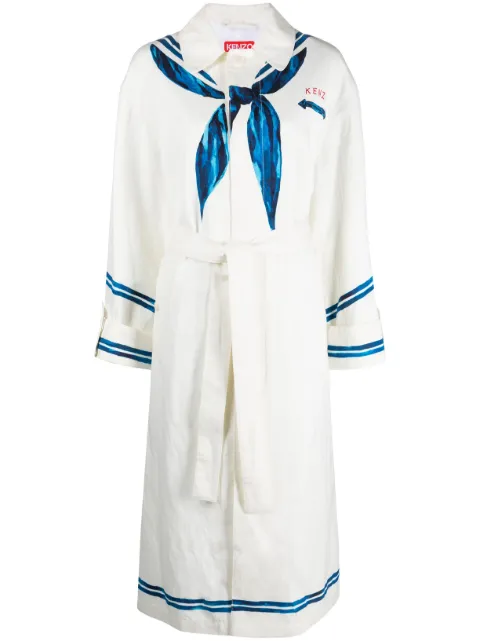 Kenzo sailor-print single-breasted coat White FD52MA0619S4
